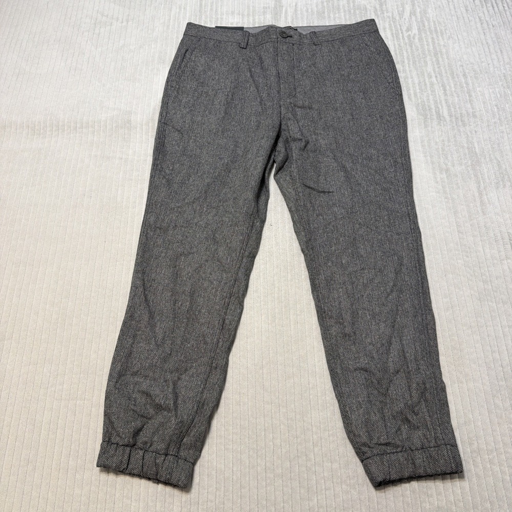Banana Republic Pants Men 34x30 Gray Herringbone Aiden Fit Wool Blend Joggers